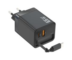 Charging adapter 65W with built-in USB-C cable